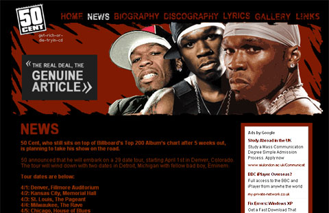50cent Promo site